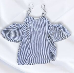 Elodie Flowy Off the Shoulder Boho Pinstripe strappy top- S - NWOT